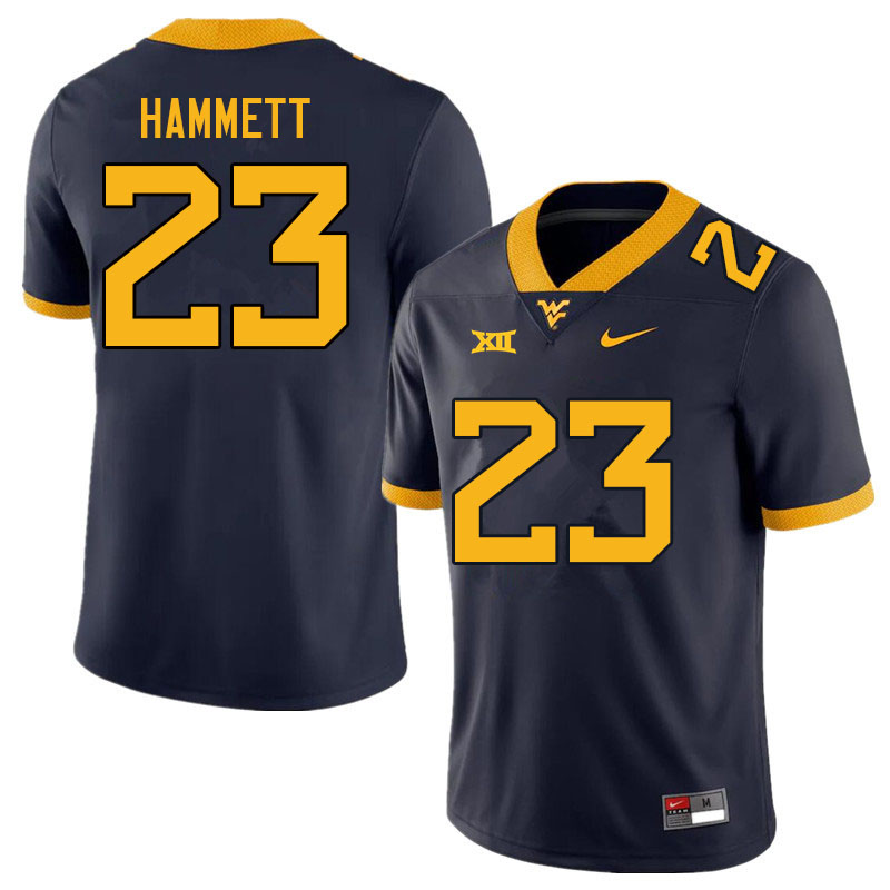 NCAA Men's Ja'Corey Hammett West Virginia Mountaineers Navy #23 Nike Stitched Football College Authentic Jersey YY23G06XA